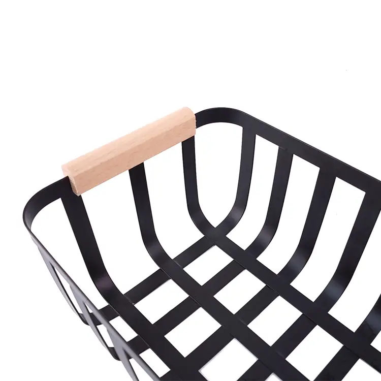 Zhaosheng Hardware - Organizador de encimera de baño, despensa de cocina, cesta de almacenamiento de hierro y metal con mango de madera