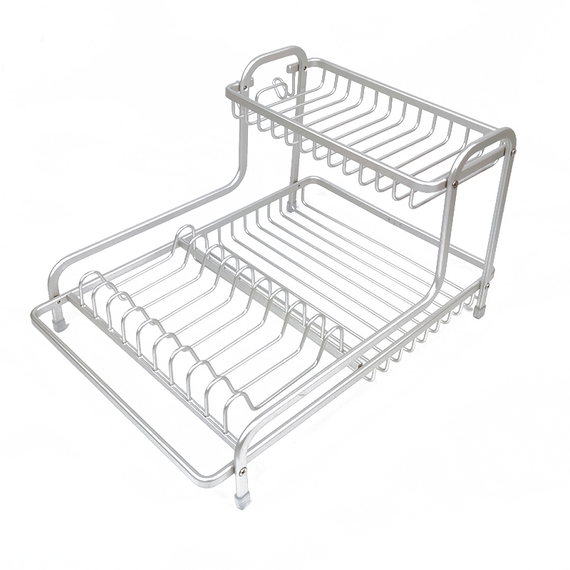 Zhaosheng Hardware - Escurridor de platos de aluminio a prueba de óxido de 2 niveles