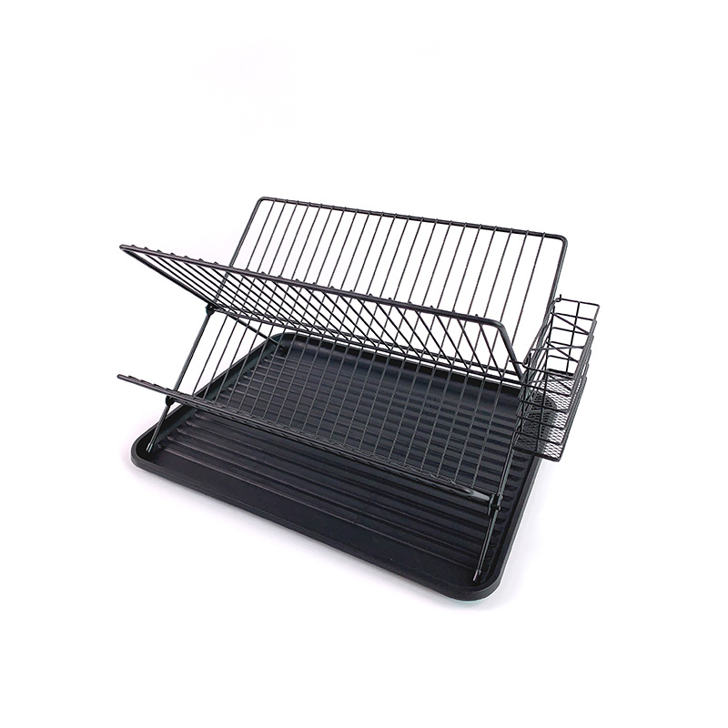 Zhaosheng Hardware - Rejilla para secar platos de 2 niveles, soporte para platos, escurridor de platos plegable de alambre de metal