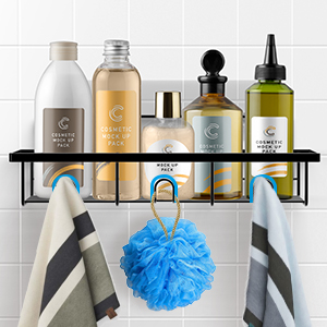 Zhaosheng Hardware - Estantes de almacenamiento para colgar autoadhesivos, color negro, montado en la pared, organizador, estante de baño, carrito de ducha