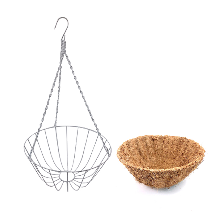 Zhaosheng Hardware - Cesta colgante para decoración de jardín con forro de coco, maceteros colgantes, cestas colgantes de coco de forma redonda