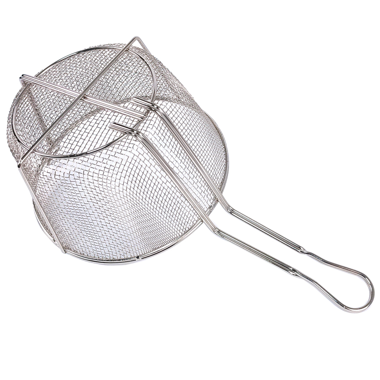 Zhaosheng Hardware - Cesta para freír de malla de alambre de 9,5 pulgadas, cesta redonda para freír, cesta para freír al vapor de acero inoxidable