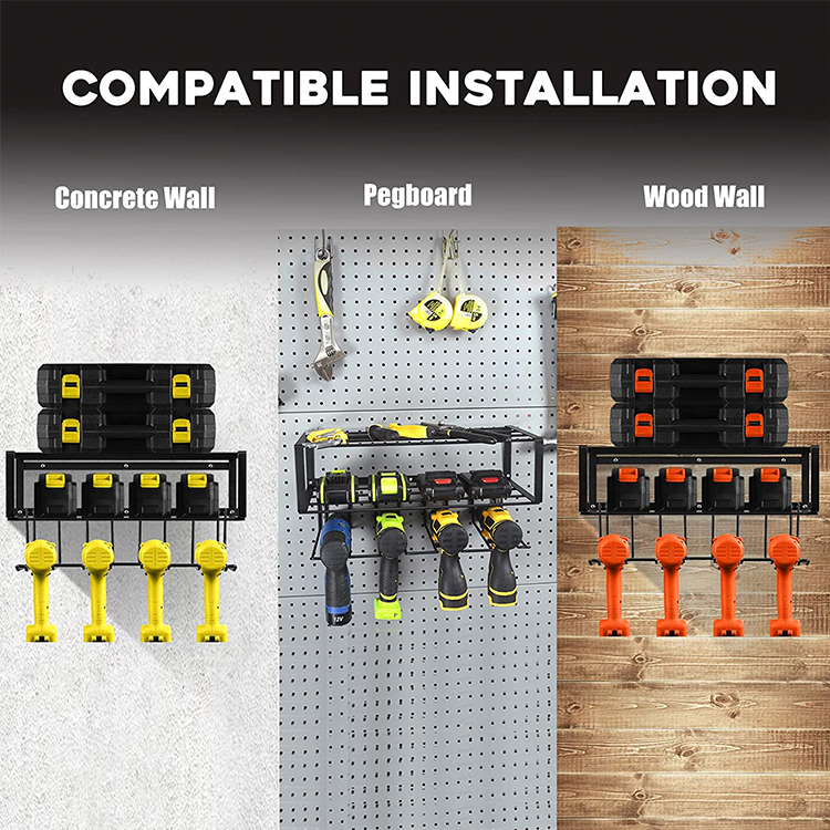 Zhaosheng Hardware - Organizador colgante para taladros eléctricos, organizador de almacenamiento de metal, organizador de herramientas eléctricas para montaje en pared en garaje