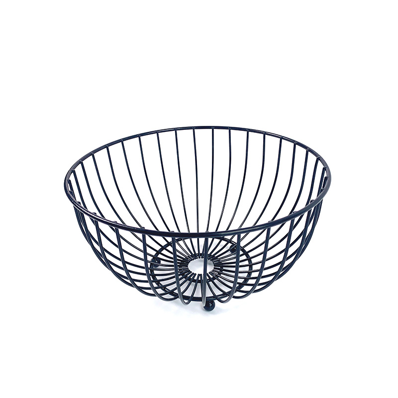 Zhaosheng Hardware - Decoración de mesa de cocina, organizador de alimentos de metal, cesta de frutas negra de alambre para el hogar