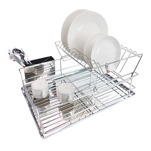 Zhaosheng Hardware - Estante para platos de acero inoxidable, escurridor de platos de 2 niveles, ideal para platos, platos, tazas y cuencos