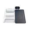 Zhaosheng Hardware - Escurridor de platos con bandeja de goteo negra y soporte para utensilios