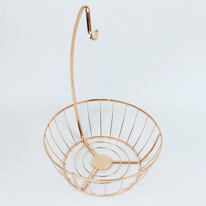 Zhaosheng Hardware - Organizador decorativo de frutas de alambre dorado, estante de hierro, cesta de frutas de metal con soporte para plátanos
