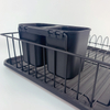 Zhaosheng Hardware - Escurreplatos de alambre de metal, color negro, con soporte para utensilios y bandeja de goteo
