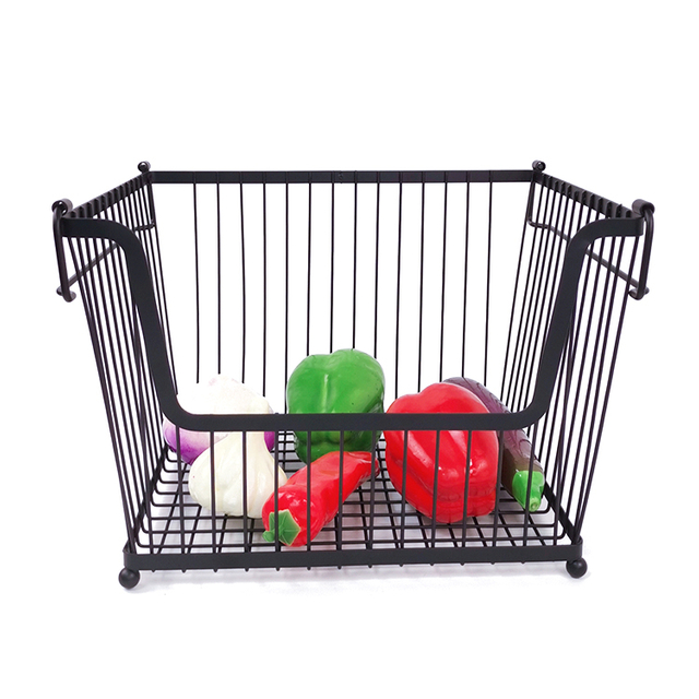 Hardware Zhaosheng - Organizador casero de almacenamiento de metal de hierro Bin Fruits Canasta de alambre apilable para el almacenamiento de la cocina