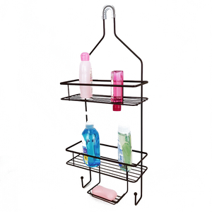 Zhaosheng - Estante de almacenamiento para baño doméstico, alambre de metal sobre cabezal de ducha, carrito de ducha colgante