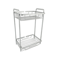 Zhaosheng - Estante de pie para jabón y champú para toallas de baño de 2 niveles, estante para carrito de ducha de aluminio