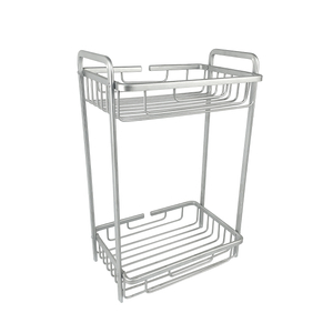 Zhaosheng - Estante de pie para jabón y champú para toallas de baño de 2 niveles, estante para carrito de ducha de aluminio