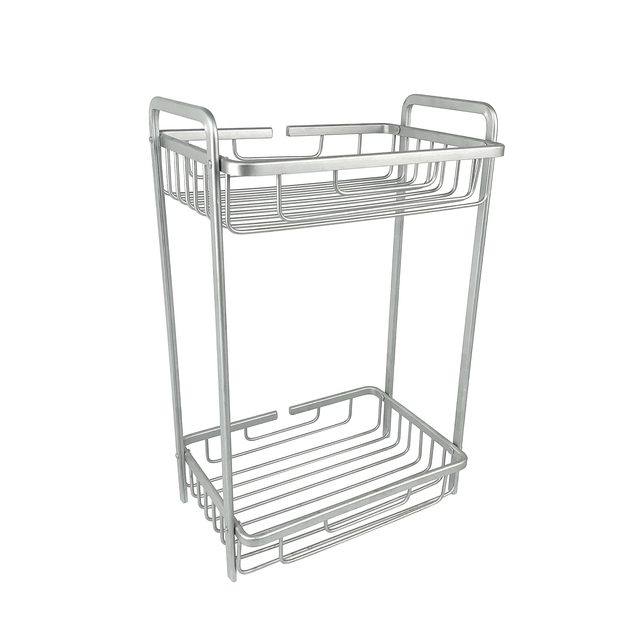 Zhaosheng - Estante de pie para jabón y champú para toallas de baño de 2 niveles, estante para carrito de ducha de aluminio