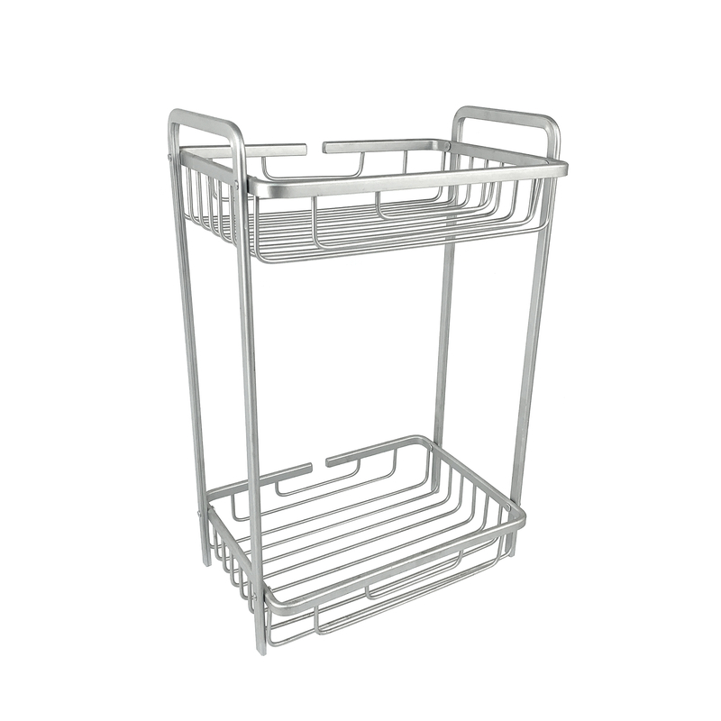 Zhaosheng - Estante de pie para jabón y champú para toallas de baño de 2 niveles, estante para carrito de ducha de aluminio