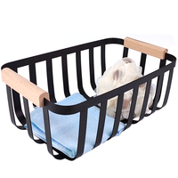 Zhaosheng Hardware - Organizador de encimera de baño, despensa de cocina, cesta de almacenamiento de hierro y metal con mango de madera