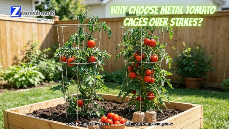 Por qué los jardineros prefieren las jaulas metálicas para tomates a las estacas para tomates